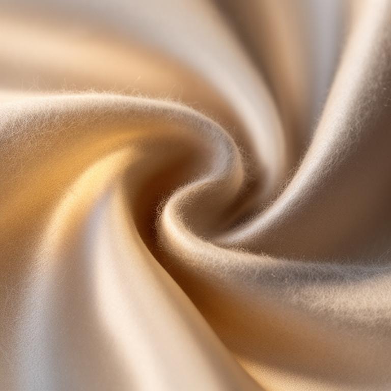 Brushed cotton sateen fabric close-up with a smooth surface and gentle warm sheen