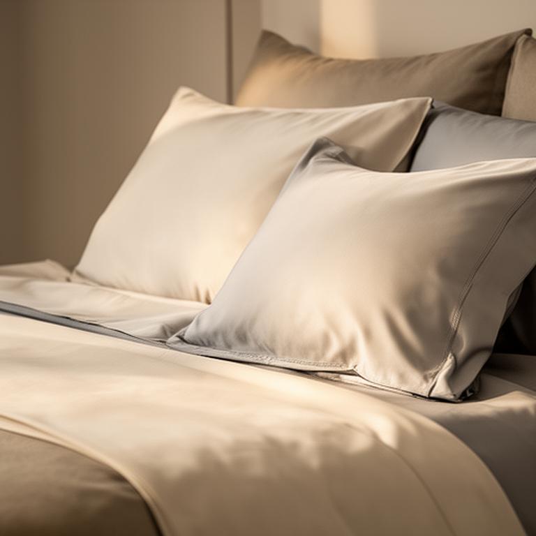 Pair of brushed cotton sateen pillowcases resting on a softly dressed bed