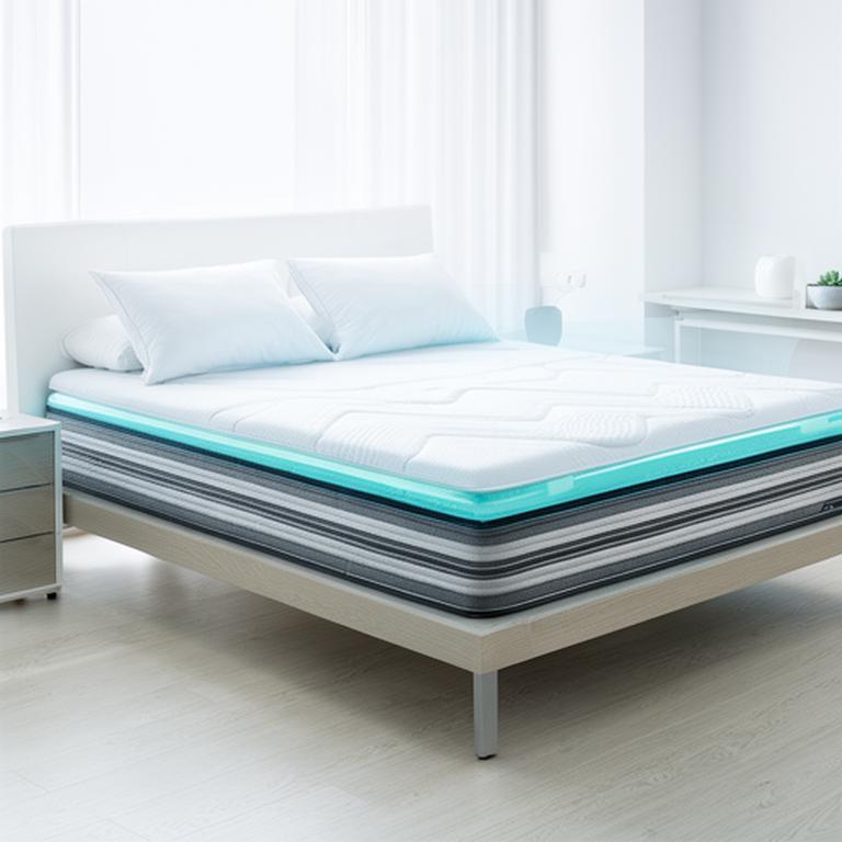 Cool-gel memory foam mattress shown in a bright modern bedroom with crisp white linen